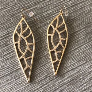 Gold and Diamond Drop Earings